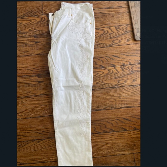 NEW GOLBARY PANTS EMBROIDED WHITE AND BLACK - Picture 2 of 6